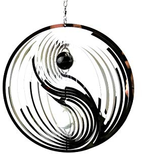 SK Style Large Hanging Stainless Steel Garden Wind Spinner Sun Catcher - Ying And Yang