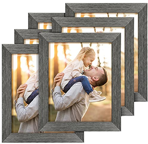 TWING 8 X 10 Picture Frames Set of 6, Rustic Grey Farmhouse Collage Photo Frames Gallery Wall Frame Set for Table Top and Wall Display