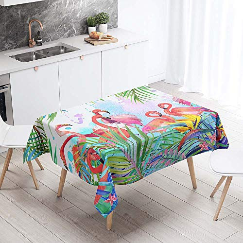 DOTBUY 3D Tischdecke Abwaschbar, Wasserabweisende Tischdecke Rechteckig Abwischbare Wachstuch für Desktop Dekorative Tuch Hotel Bankett Party Garten (Flamingo,100x140cm)