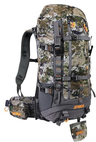 SPIKA Hunting Backpack Internal Frame for Men Waterproof Hunting Pack Camouflage with Rifle Holder Extendable 40L+ Capacity