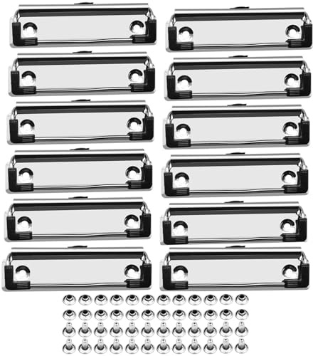 12 Pièces Pinces pour Presse-papiers, Clip pour Presse-papiers, Clips de Presse-papiers, Pinces pour Presse-papiers Métal, pour Bureau, École, Papeterie, Presse-papiers, Dossier