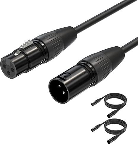 Yinker 2 pezzi cavo XLR Male-Female 1,5m cavo microfono XLR 3 poli maschio-femmina 2 pezzi per apparecchiature audio e sonore 1,5m
