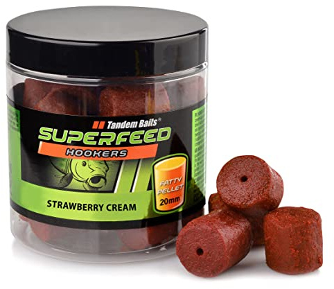 Tandem Baits Karpfen Futter Angelfutter Haken Pellets SuperFeed Hook Fatty Pellet 20 mm 150 g Cremige Erdbeere