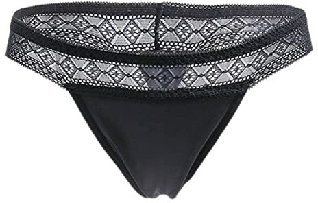 WSZJLN Menstruationsslip Spitze Menstruationsunterwäsche 4 Schichten Auslaufsicher Frau Höschen Physiologische Periode Unterwäsche G-String-Schwarz, M (Taille 68-72 cm)