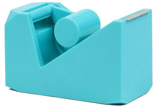 QILIMA Dispensador de cinta de escritorio con base antideslizante ponderada, buen dispensador de cinta de oficina, color azul