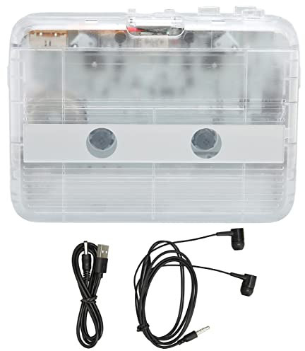 Reproductor de Casete Bluetooth, TON007B ABS Reproductor de Casete Inalámbrico Estéreo con Función Inversa Automática con Auriculares (Blanco)