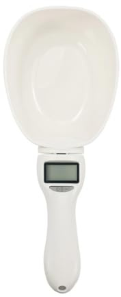 Record – Cuillère Balance Doseur – Pèse Croquettes pour chiens et chats – Balance numérique intégrée – Charge maximale de 800 g/ml – Plastique sans BPA – Couleur blanche