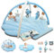 Suihuooo Spielbogen Baby, Ozean Muschel Thema Spieldecke Baby, Baby Gym mit 6 abnehmbare Aktivität Spielzeug, frühe sensorische Entwicklung Baby Play Mat für Kleinkind & Neugeborene (Blau)