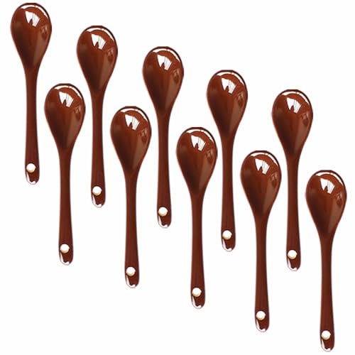 Lotatheta 10 cucharas de porcelana para huevos de café, cucharas de cerámica de 4.7 pulgadas, café, postre, yogur, té, té lechoso