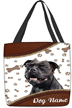 Tote Bag Paño De Perro Negro Personalizado Bolsa Compra Durable Tela Bolsos Bandolera Reutilizables Bolso De Mano Para Viajes, El Trabajo, Enfermería