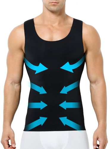 Casey Kevin Canotta Compressione Uomo Shapewear, Canotta Contenitiva Maglia Contenitiva Uomo Snellente Intimo Fitness Dimagrante Fascia Pancia Canottiera, 3XL