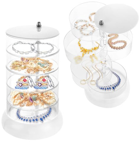 YAYODS 2 Stück Haargummi Aufbewahrung Mädchen - 5 Fächer Kosmetik Organizer Drehbar - Acryl Haargummi Organizer - Haarklammer Haarspangen Aufbewahrung für Make-up und Haarschmuck