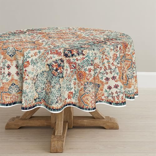 Artoid Mode Boho Vintage Geometrie Marokkanisch Landhausstil Tischdecke Rund 140 cm, Saisonnal Fleckschutz Tischwäsche Küche Dekoration Party Dekor
