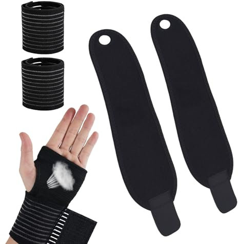 Carreneu Handgelenkstütze 4 Stück Handgelenk Bandage Schwarz Karpaltunnel Bandage mit Klettverschluss,Bequem und Atmungsaktiv,Wrist Support für Sport und Alltag(Einheitsgröße)