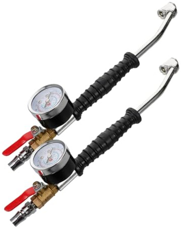SOLUSTRE 2 Stück Reifenfüller Mit Manometer Verlängerter Schlauchadapter Für Lkw Reifen Präzise Reifendruckmessung Schnellluftpumpe Für Auto Motorrad Und Fahrrad
