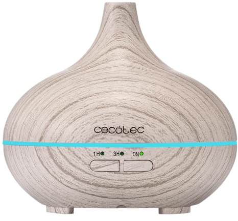 Cecotec Umidificatore Ambiente Ultrasuoni con Diffusore Aromi Pure Aroma 150 Yang White. Serbatoio 150ml, 7 Colori LED Regolabili, Timer 3h, Ultra-Silenzioso, Aromaterapia, Facile da Pulire