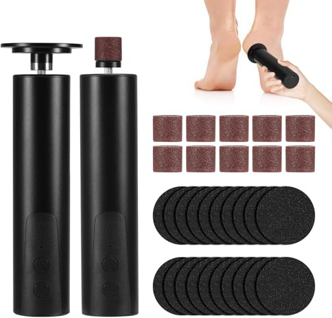 Rimozione calli elettrico, 2 in 1 Dermaglide per rimuovere i piedi con dischi abrasivi intercambiabili, dispositivi per la cura dei piedi, 6 velocità per talloni screpolati, calli, morti