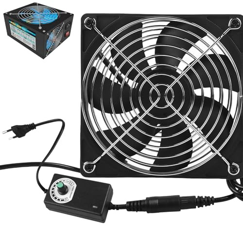 Ventilateur PC Ventilateur 120mm avec contrôle de vitesse AC 220V Ventilateur pour ordinateur portable Ventilateur de refroidissement 120mm optimisé pour pression statique (Noir)