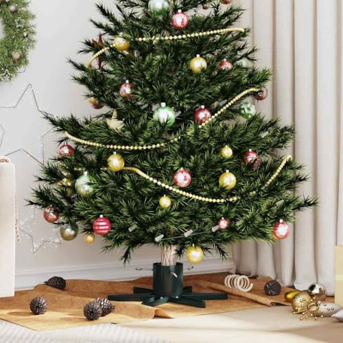 sephironlbb Weihnachtsbaumständer Grün aus Stahl mit 1,73 Liter Wasserbehälter 50 x 50 x 15,5 cm stabiler Tannenbaumständer für Innenbereich Wohnzimmer Outdoor Garten festliche Dekoration