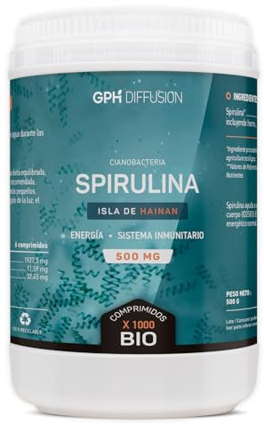 Spirulina orgánica en pastillas, Aumento de energía, 500 mg - 1000 comprimidos