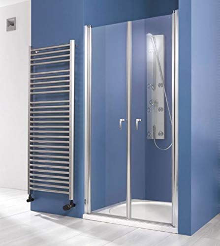 Puerta de ducha nicho 800 x 2000 mm (ancho x alto), 2 piezas, ESG 6 mm, plata mate