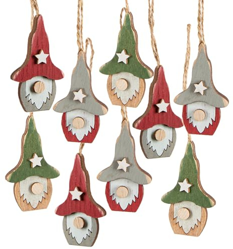 Logbuch-Verlag 9 Holz Wichtel Weihnachten Anhänger Geschenkanhänger Holzanhänger Deko 7 cm Verzierung Verpackung