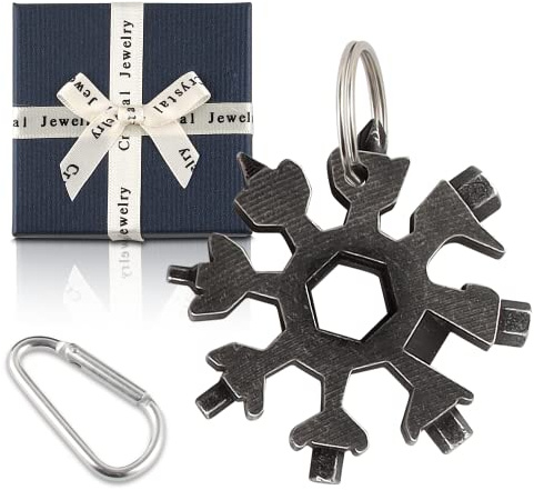 Snowflake Multitool, 18-in-1 Stainless Steel Snowflakes Multi-Tool, Snowflake Tool with Gift Box, Snowflake Multi Tool Keyring Creative Gifts for Men, Portable Gadgets for Outdoor Travel Camping