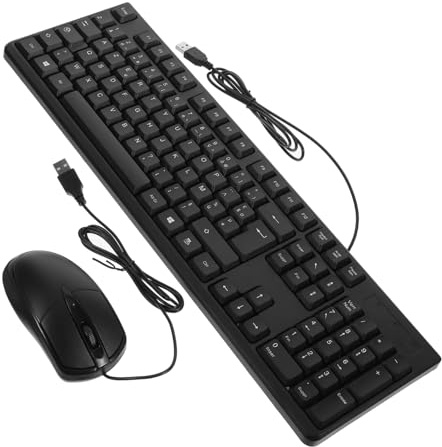 Homoyoyo Ensemble Clavier et Souris Filaire Haute Performance en ABS Noir 104 Touches et Pavé Numérique Intégré et Facile à Utiliser pour Bureau et PC