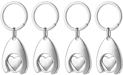 4 Pièces Porte-clés de Caddie, Porte-clés Cœur Dans Porte-clés en Métal pour Cadeaux D'anniversaire Et de Thanksgiving Porte-cls Anniversaire Cadeaux Porte-cls Souvenir