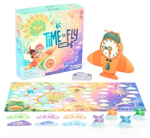 Educational Insights Time to Fly - Preschool Board Games that Teach How To Tell Time, Toy Learning Clock for Kids, Educational Board Games for Kids 4-6, Learn to Read Digital and Analog Clocks