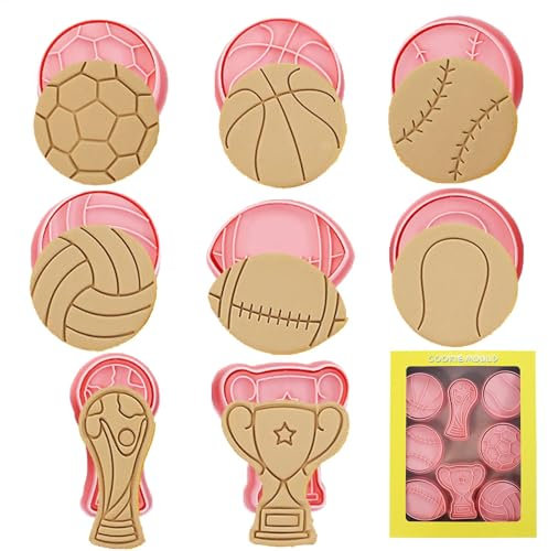 Cortadores de galletas para hornear, Trofeo de baloncesto de fútbol y molde para galletas, ver descripción, Cortadores de galletas Deportes, Cortadores de galletas deportivas Fútbol Baloncesto Grabado