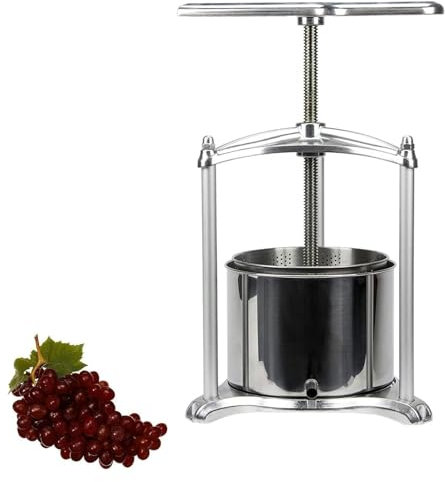 TAIPINGOZ Pressoir à Fruits Manuel, Presse à Fruits, Pressoir à vin en Acier Inoxydable 6 L, Presse à vis, Presse à Huile, Convient for Le vin, Le Miel et Les jus