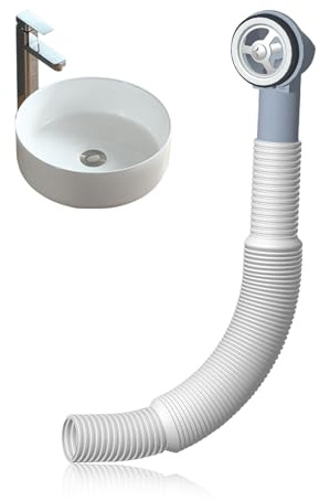 Round Overflow Pipes,Sink Wash Basin Over Flow Head Pipe Kit,Bath Waste Plumbing Accessories,Adjustable Length Connection Piping,Overflows Stainless Steel Over-Flow Head,Durable and Easy to Install