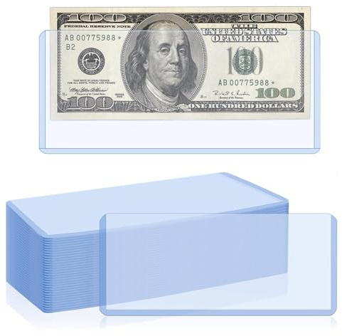 32 Pack Dollar Bill Sleeves, 6.8 x 2.9 Banknotes Top-Insert Holders