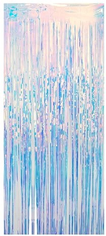 gifyym Candatura Lametta - Curta di Lametta d'Argento - Glitter Miele di Luna di Miele | Schermata di Quack Olografica 1 X 2,5 M | Decorazione Scintillante per, Feste di Compleanno E di Complean