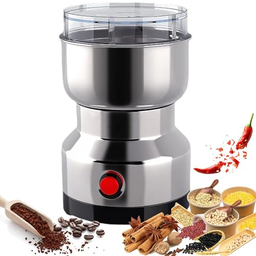 Blender di Spezie Elettriche, Smerigliatrice Portatile da 250 W per Cucina con Tutto Il Corpo in Acciaio Inossidabile, 200 G Compatto, Smerigliatrice per Spezie Elettrica, Schiacciamento Ad Alta
