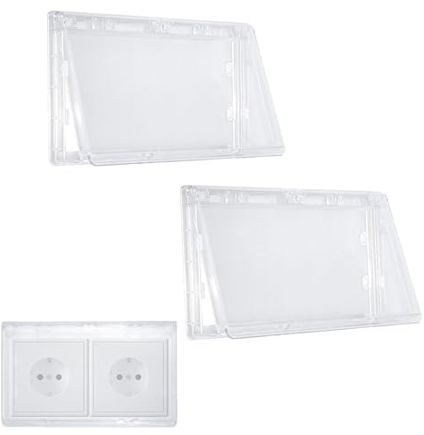 2 Pièces Type 86 Cache Prise Etanche Electrique Murale,Couvercles d'interrupteur,Etanche Pour Double Prise,Couvercle Prise Courant éTanche Pour Salle De Bain,Maison,ExtéRieur,Blanc Transparent.
