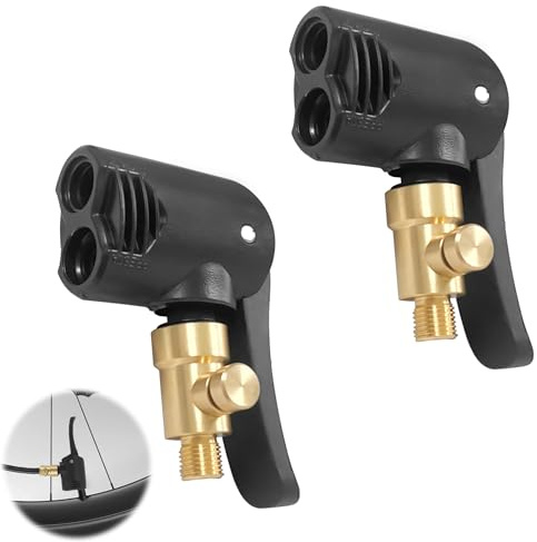 Mirriverse 2 Pièces Tête de Pompe à Double Valve, Embout de Gonflage Laiton, 2 en 1 pour Presta et Schrader, Air Chuck, Adaptateur Compresseur, Vélo Voiture Moto (2)