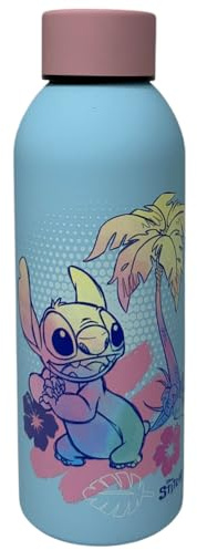 CARTOON Borraccia Stitch Disney in acciaio inossidabile 500 ml bottiglia termica bambini ragazzi con chiusura ermetica e design colorato