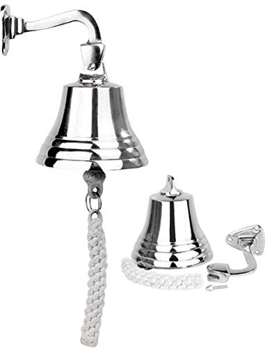Nautical Themed Silver Ship Bell Ringer Wall Mounted Traditional Door Ship Bell Rustic Vintage Home Decor Gifts