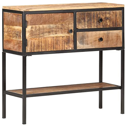 vidaXL Raues Mangoholz Sideboard mit 1 Tür 2 Schubladen 1 Ablage Kommode Anrichte Mehrzweckschrank Schrank Beistellschrank 85x30x80cm