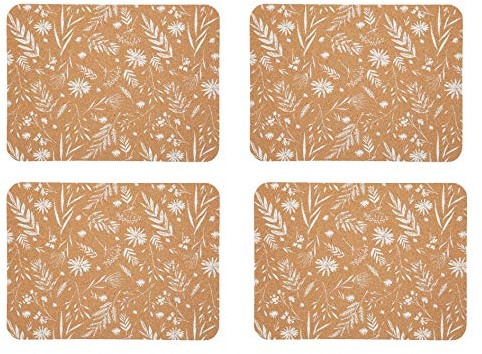 KitchenCraft Natural Elements Juego de 4 Salvamanteles o Manteles Individuales de Corcho Biodegradable 21.5 x 19cm