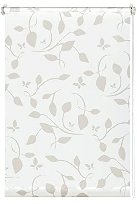 GARDINIA EASYFIX, rullgardinen Dekor 100 Scandinavian, monteras med klämhållare eller självhäftande dynor, Inget borrande, Opak, Släpper genom ljus, Vit/Natur, 85 x 180 cm