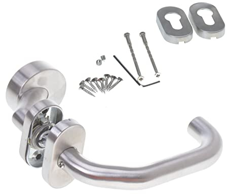 Aqbau® Türdrücker mit Türknopf Edelstahl Zylinderform Türknauf Knauf Rosette PZ