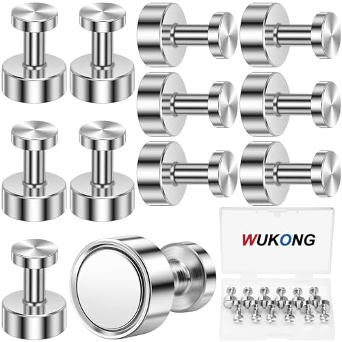 Wukong konmagneter för magnettavla, 12 x 16 mm | 12 stycken neodymmagneter extra starka magneter, kylskåp, anslagstavla, magneter, whiteboardmagneter, push pins för kontor, informationstavla och kök