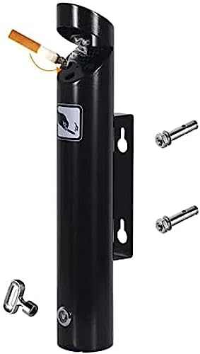 Cendrier Mural, Poubelle à Cigarettes Murale, cendrier à Cigarettes, Poubelle à Cigarettes, réceptacle à mégots de Cigarettes, cendriers muraux en Acier Inoxydable pour l'extérieur, Noir, 49