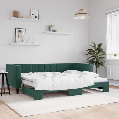 LAPOOH Tagesbett Ausziehbar Dunkelgrün 80x200 cm Samt, Schlafsofa, Daybed, Bettsofa, Sofa Bed, Sofabett, Schlafcouch, Jugendbett, Bettgestell, Bettcouch - 3196686