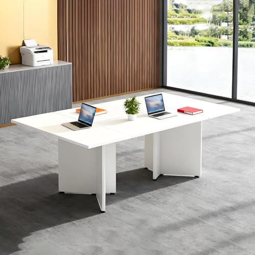 Mesa de conferencias grande, escritorio rectangular largo para 8 a 20 personas, para lugar de trabajo, seminarios y salas de entrenamiento, oficina y sala de reuniones, fácil montaje (sillas no