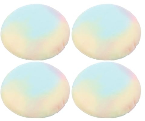 minkissy Lot de 4 Houppettes à Poudre Réutilisables Extra Larges 10,5 Cm en Velours Coloré Doux pour Visage et Corps, Coussin Maquillage Lavable, Applicateur Fond de Teint et Blush, Outil