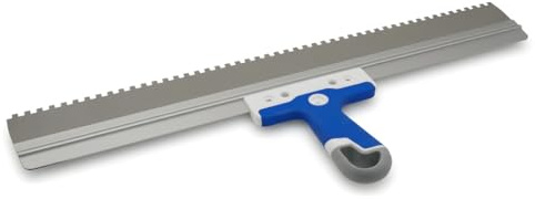 DEWEPRO Spatola per facciate, 600 mm, dentata, 6 x 6 mm, in acciaio inox, con impugnatura morbida 3K, spatola dentata professionale per colla, mastice e WDVS